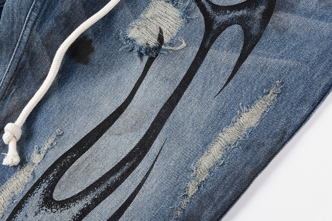 Hellstar Studios Heavy-Craft Washed Distressed Destroyed Denim Jeans - product image 8