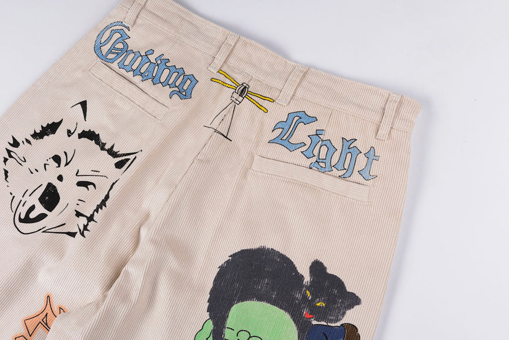 Kapital 25AW Japanese Vintage Corduroy Washed Distressed Whimsical Print Casual Pants - product image 11
