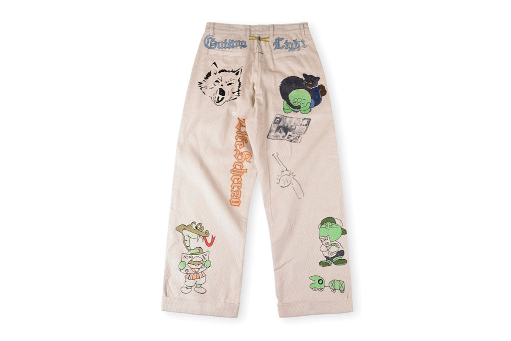 Kapital 25AW Japanese Vintage Corduroy Washed Distressed Whimsical Print Casual Pants - product image 2