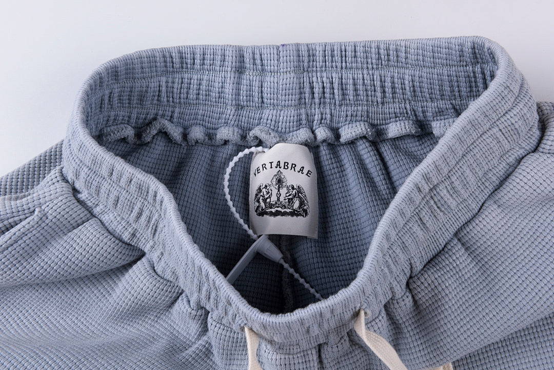 Vertabrae Light Grey Distressed Embroidered Relaxed Drawstring Casual Pants - product image 4