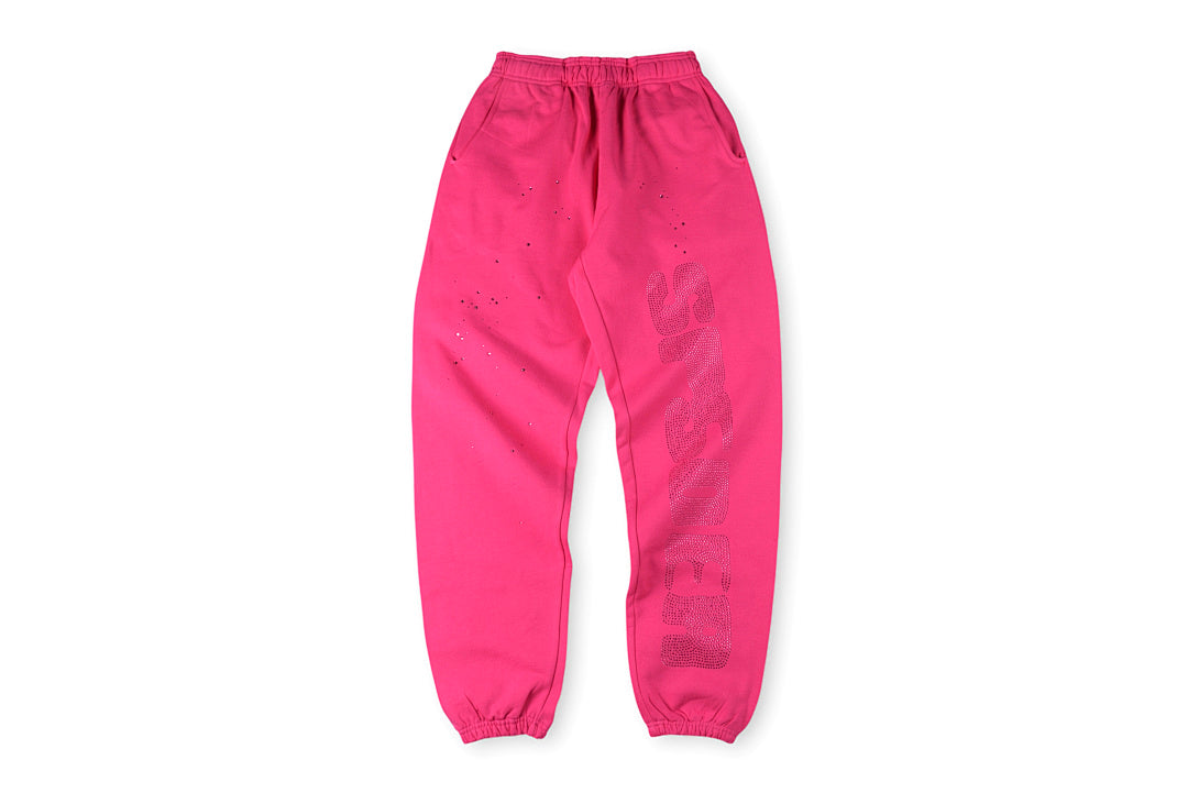 Sp5der 555555 Worldwide Rhinestone Letter Sport Pants - product image 1