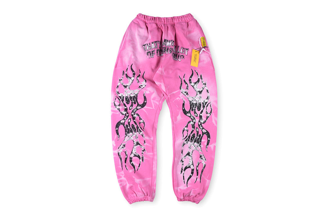 That's A Awful Lot of Cough Syrup Flame Print Street Style Elasticated Cuff Casual Pants - product image 1