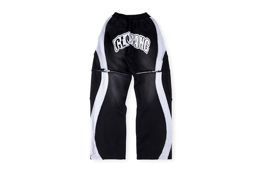 Glo Gang Black White Splice Washed Zip 2-in-1 Convertible Pants Shorts