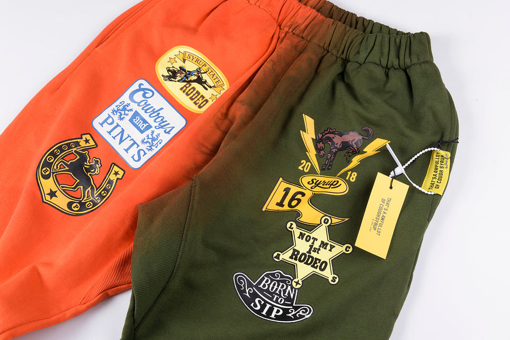 That's A Awful Lot of Cough Syrup Orange Green Gradient Color Block Print Pants - product image 8
