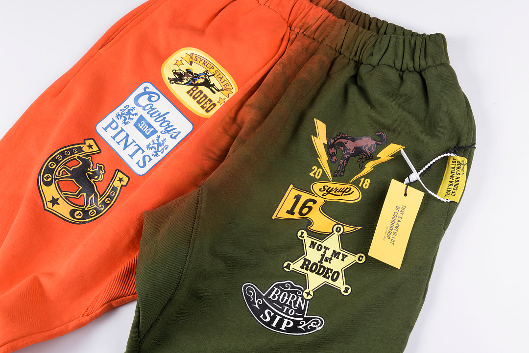 That's A Awful Lot of Cough Syrup Orange Green Gradient Color Block Print Pants - product image 8