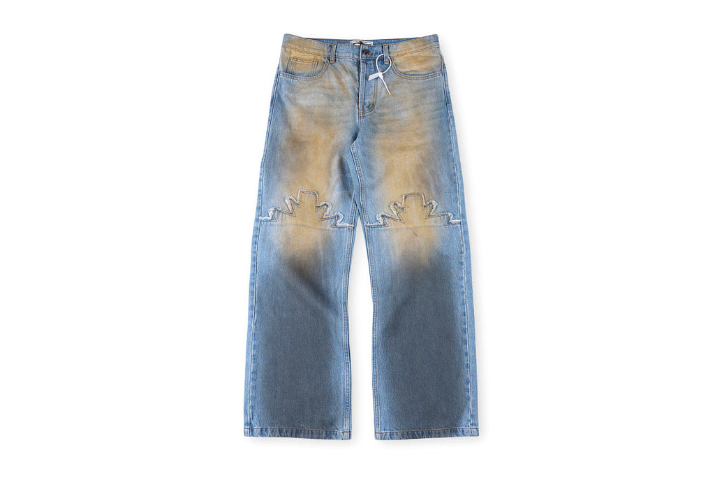 Vertabrae American Paneled Embroidered Washed Denim Pants - product image 1