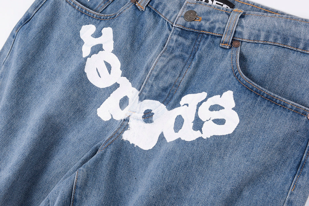 Sp5der 555555 5Star Vintage Denim Shorts Classic American Fabric Web Identity Street - product image 7