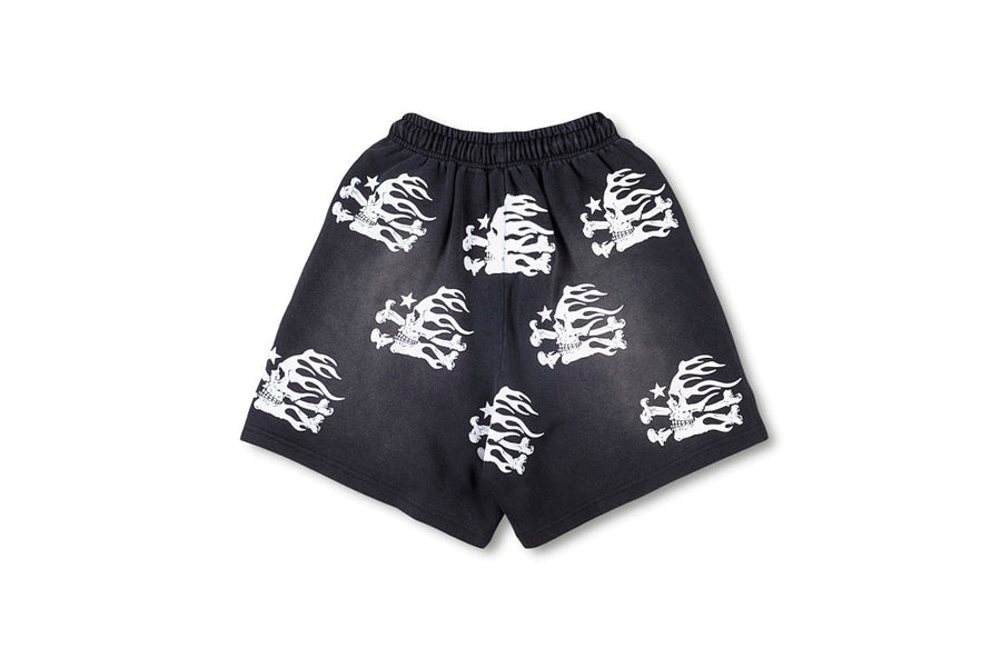 Hellstar Studios Skull Shorts Washed Cosmic Dark Energy Death Symbol Street
