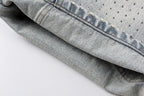 Rhinestone Graphic Washed Denim Shorts - product image 6