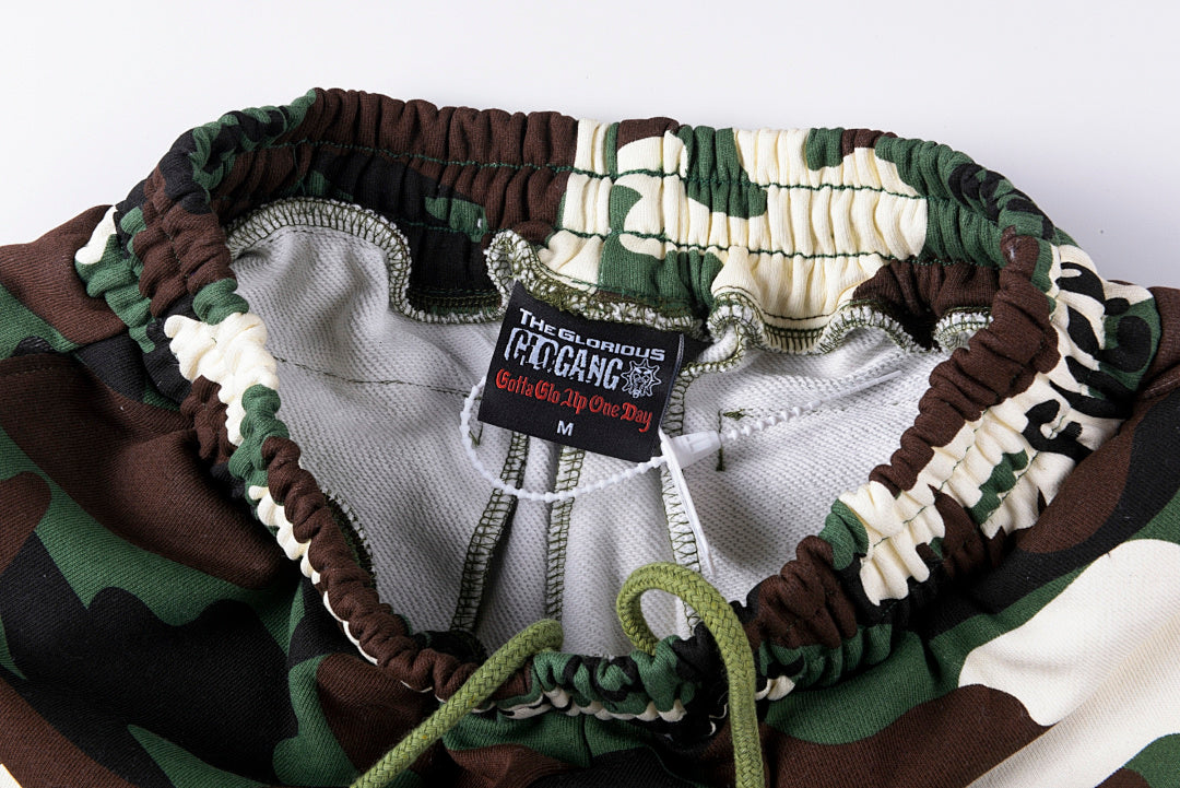 Glo Gang Camo Cartoon Embroidered Shorts - product image 4