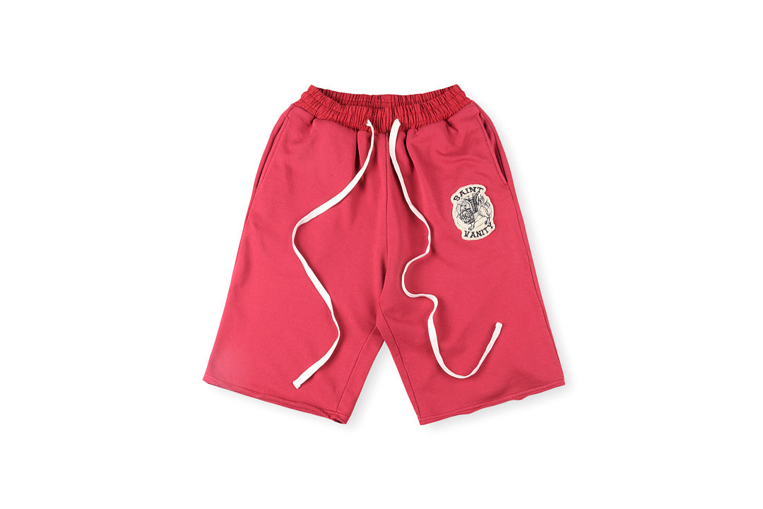 Saint Vanity Embroidered Shorts - Black / Red - product image 3