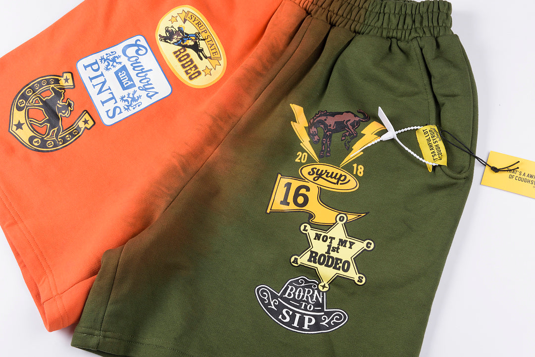 Orange & Green Gradient Print Casual Shorts - product image 4