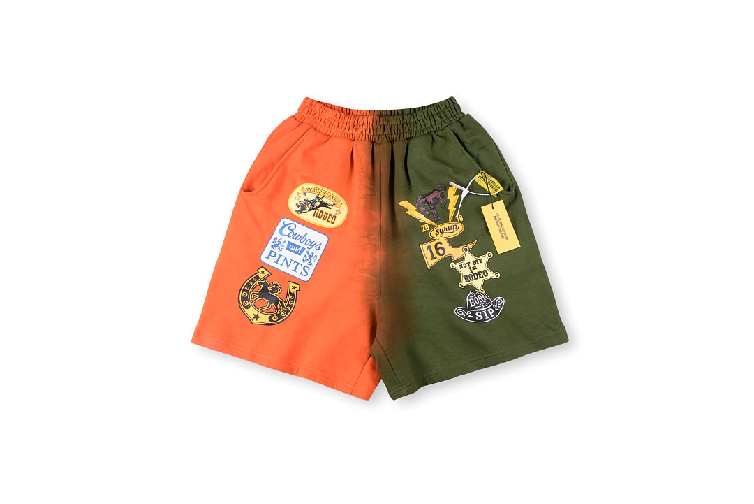 Orange & Green Gradient Print Casual Shorts - product image 1