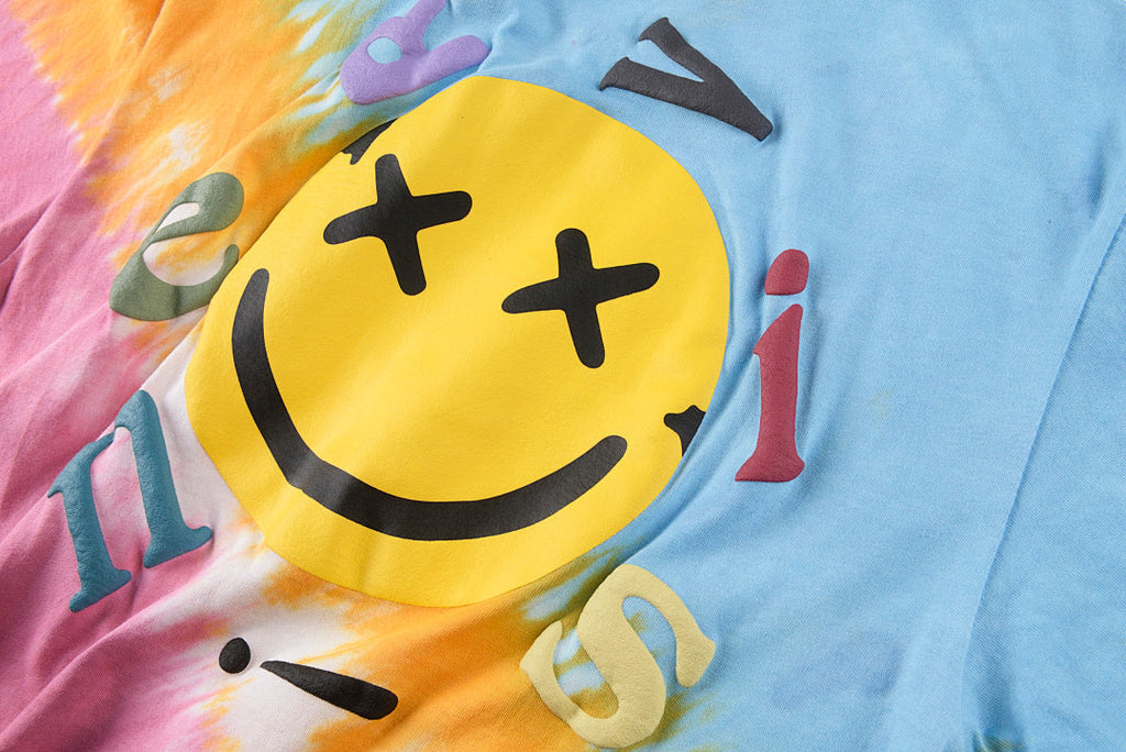 Mayhem Nervis Rainbow Tie-Dye Smiley Graphic T-Shirt - Pink Light Blue / Lavender Light Blue - product image 7