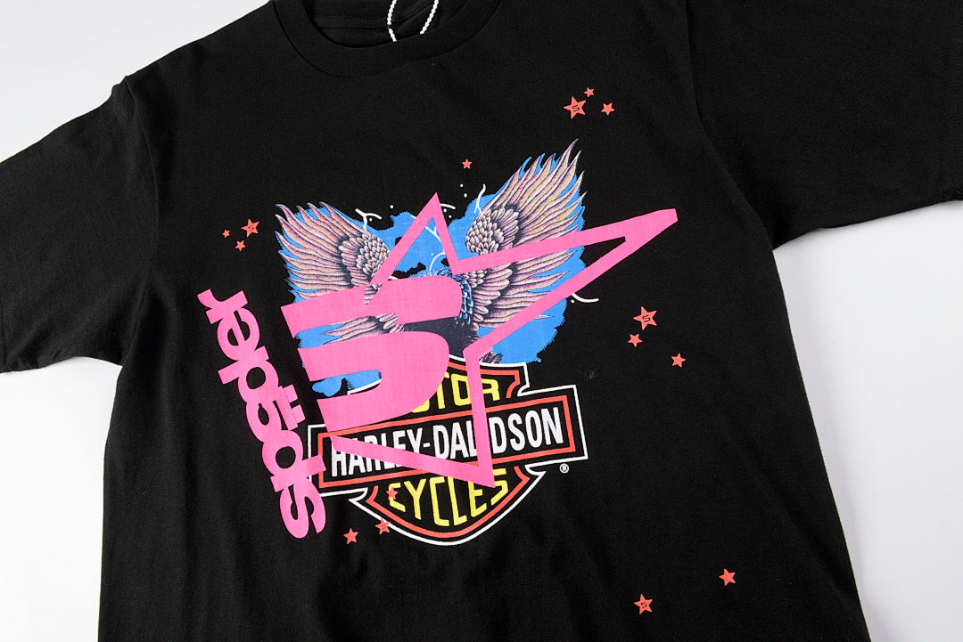 Sp5der 555555 Pink Spider Graphic T-Shirt - Black - product image 4
