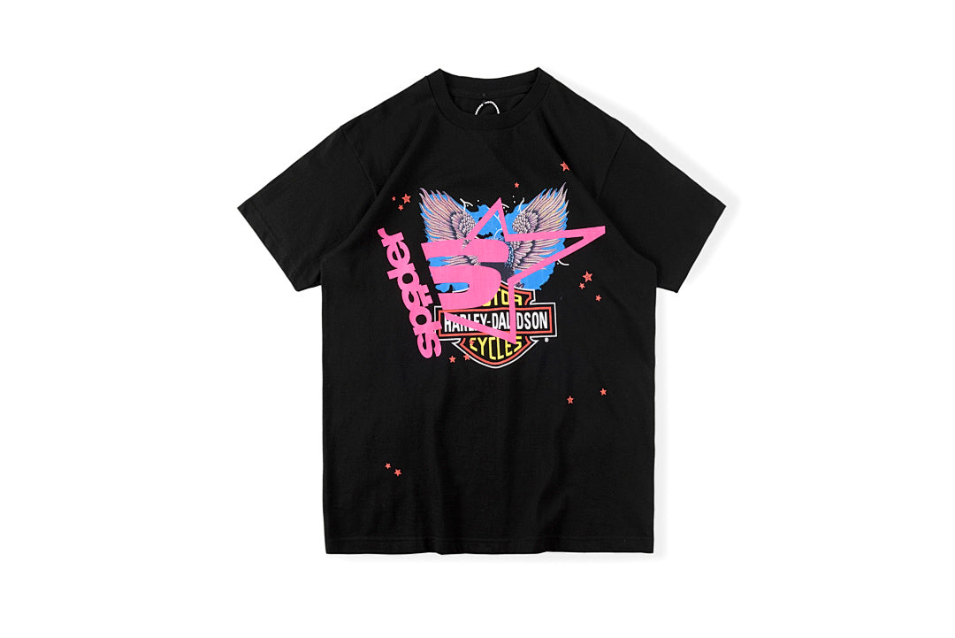 Sp5der 555555 Pink Spider Graphic T-Shirt - Black - product image 1