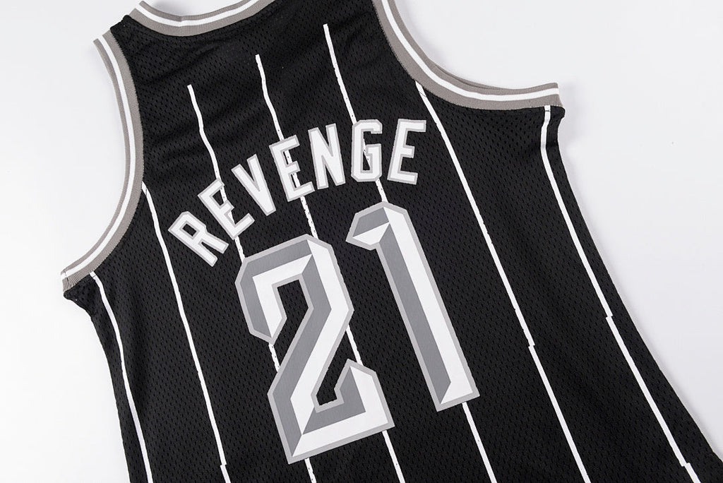 Revenge Black Bones Graphic Jersey Vest T-Shirt - Black / Light Gray - product image 11