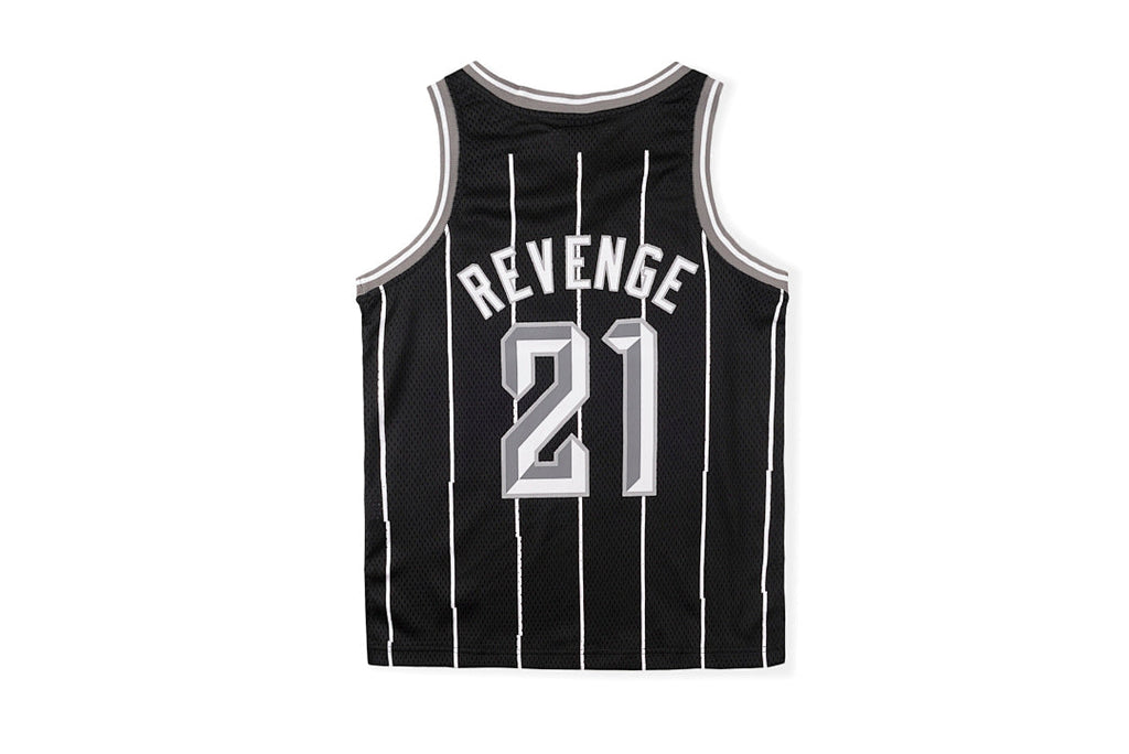 Revenge Black Bones Graphic Jersey Vest T-Shirt - Black / Light Gray - product image 2