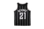 Revenge Black Bones Graphic Jersey Vest T-Shirt - Black / Light Gray - product image 2