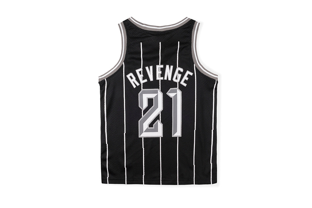 Revenge Black Bones Graphic Jersey Vest T-Shirt - Black / Light Gray - product image 2