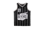 Revenge Black Bones Graphic Jersey Vest T-Shirt - Black / Light Gray - product image 1