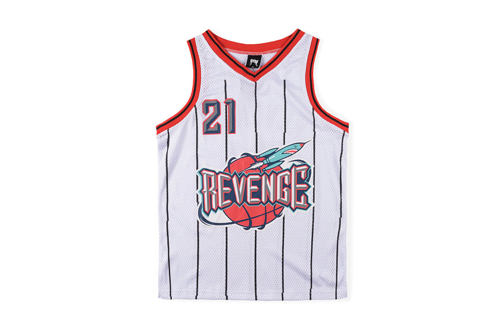 Revenge Black Bones Graphic Jersey Vest T-Shirt - Black / Light Gray - product image 3