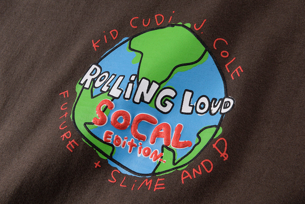 Travis Scott x Rolling Loud 2021 Hand-Drawn Graffiti Globe Graphic T-Shirt - Charcoal - product image 3