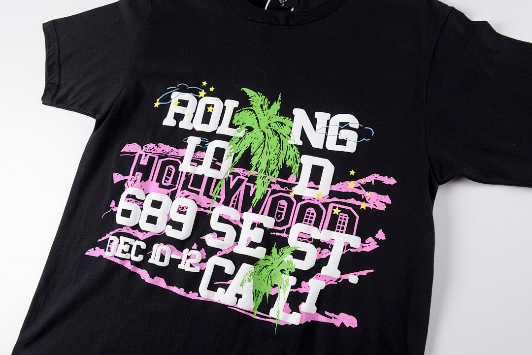 Travis Scott x Rolling Loud 2021 Hollywood Puff Print Graphic T-Shirt - Black / Light Gray - product image 6