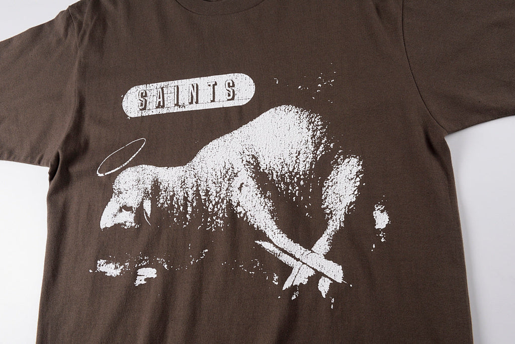 Saint Michael Vintage Wash Tubular Knit Graphic T-Shirt - Burgundy Charcoal - product image 5