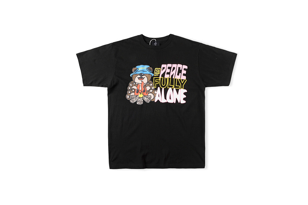 Lazy Bear Guochao Graphic Oversized T-Shirt - Black / Yellow Beige - product image 1