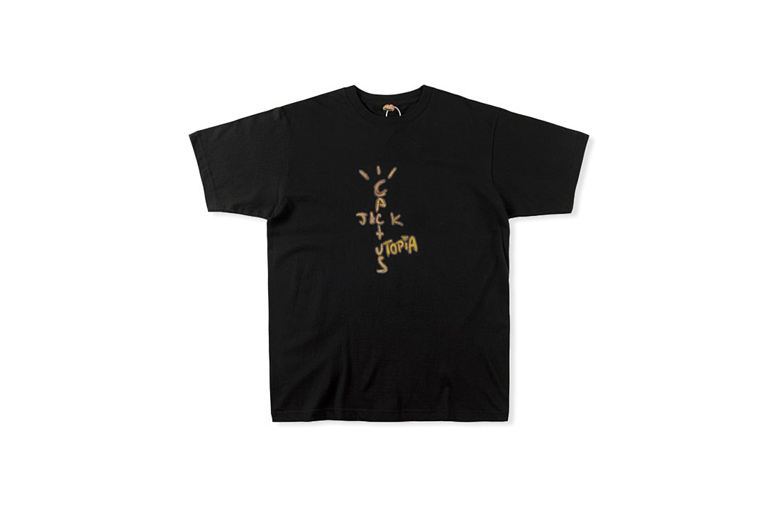 Travis Scott Cactus Jack Hand-Drawn Doodle Portrait T-Shirt - Black / Burgundy - product image 1