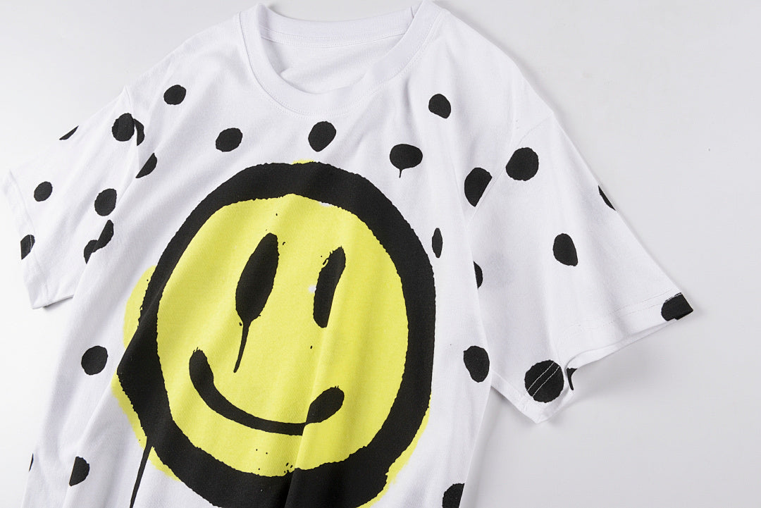 Polka Dot Smiley Doodle Graphic T-Shirt - Light Gray - product image 6