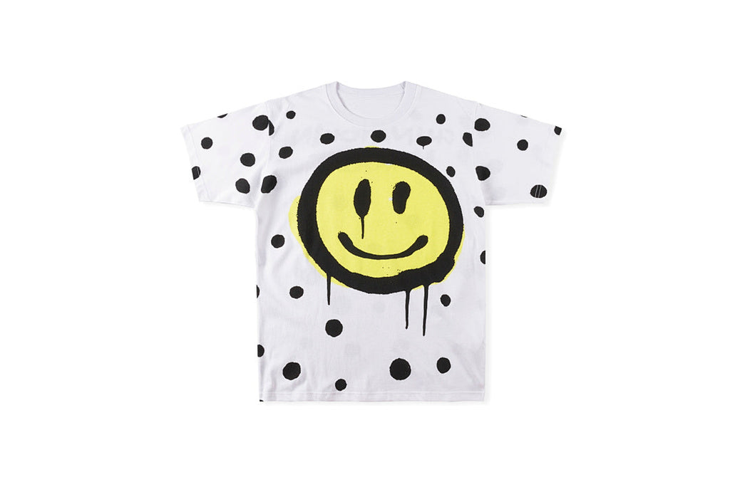 Polka Dot Smiley Doodle Graphic T-Shirt - Light Gray - product image 1