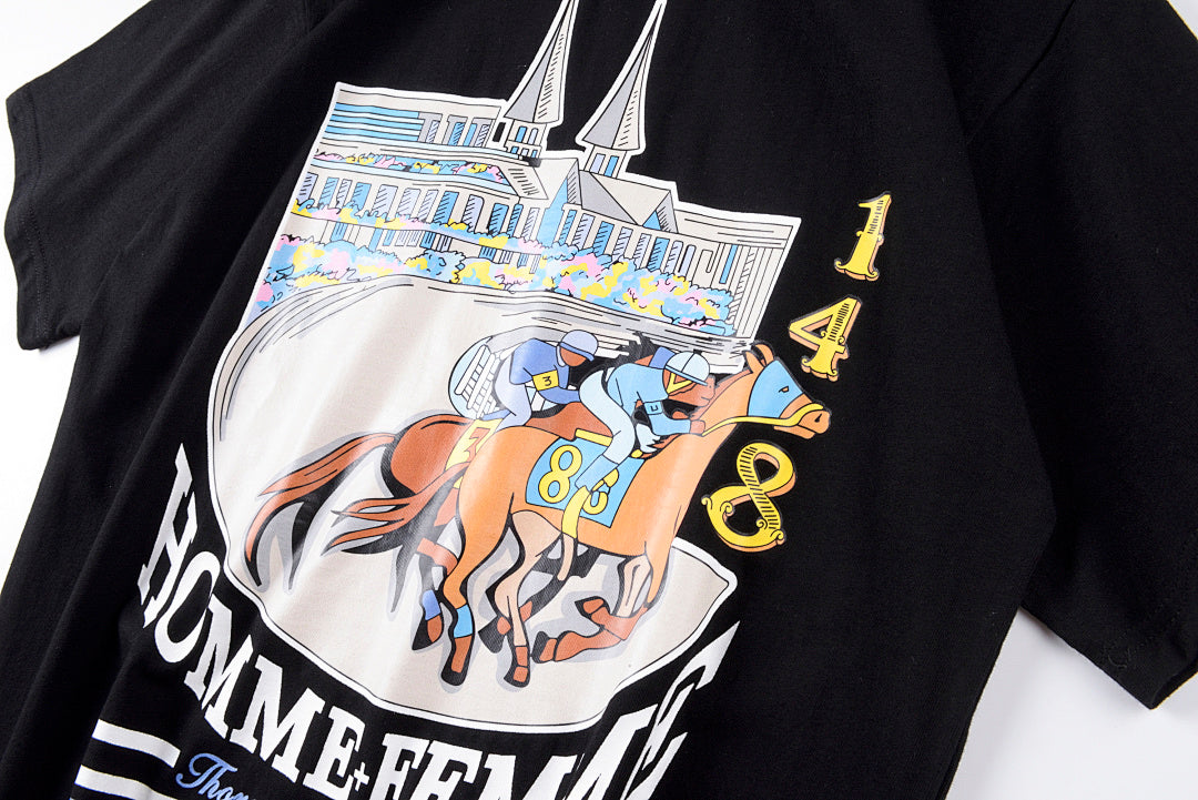 American Vintage Equestrian Horse Print Oversize T-Shirt - Black / Beige - product image 6
