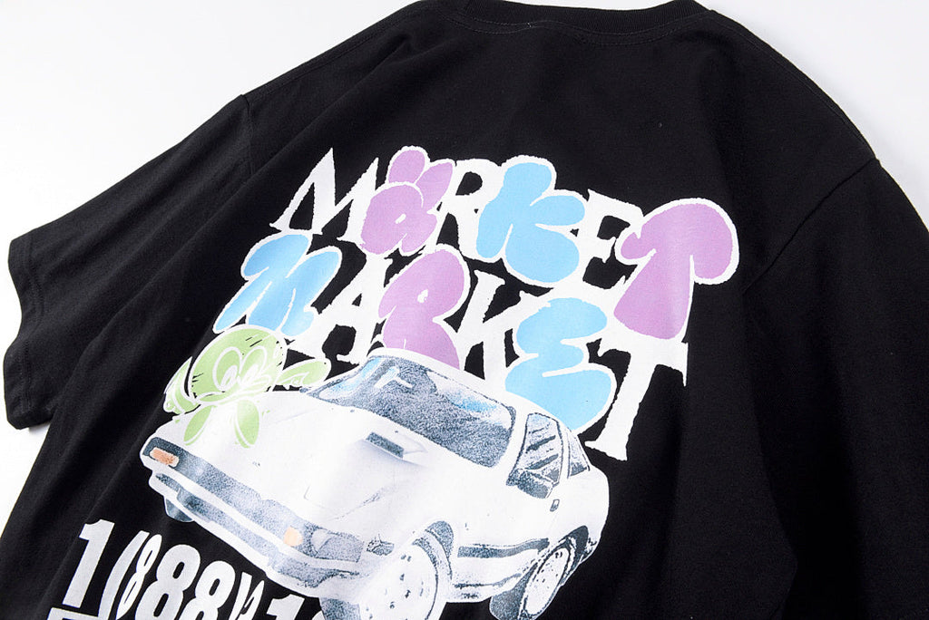 Travis Scott Marke Imported Car Cotton Cartoon Graphic T-Shirt - Black - product image 5