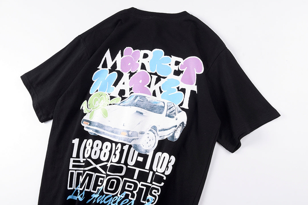 Travis Scott Marke Imported Car Cotton Cartoon Graphic T-Shirt - Black - product image 7