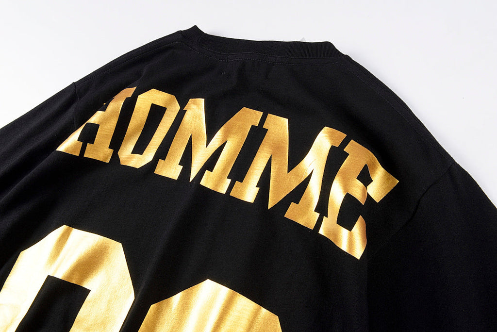 Homme Femme Gold Foil Angel Graphic Couples T-Shirt - Black / Light Gray - product image 9