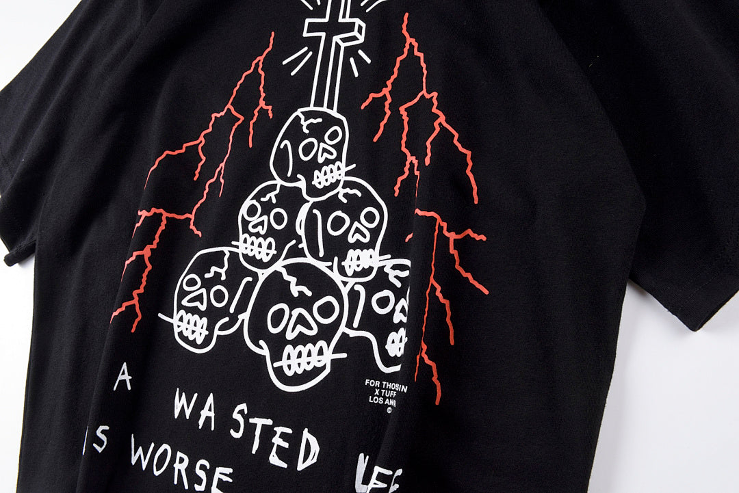 Tuff Crowd Beware of Owner Skull Print T-Shirt - Black / Light Gray - product image 6