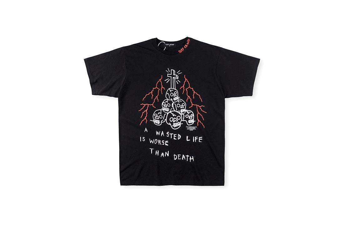 Tuff Crowd Beware of Owner Skull Print T-Shirt - Black / Light Gray - product image 1
