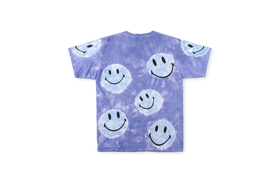 Travis Scott Tie-Dyed Smiley Face T-Shirt - Blue / Light Blue