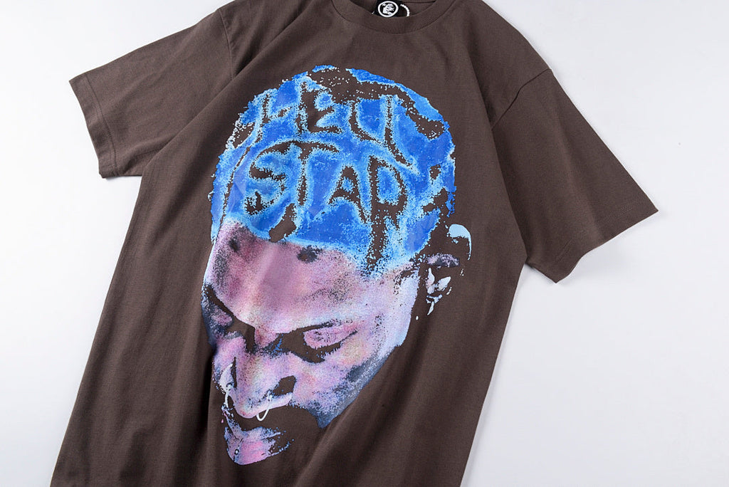 Hellstar Studios Rodman Sequin Portrait T-Shirt - Burgundy / Light Gray - product image 10