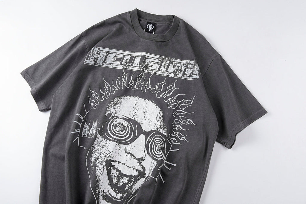 Hellstar Studios Globe Graphic Charcoal Cotton T-Shirt - product image 9