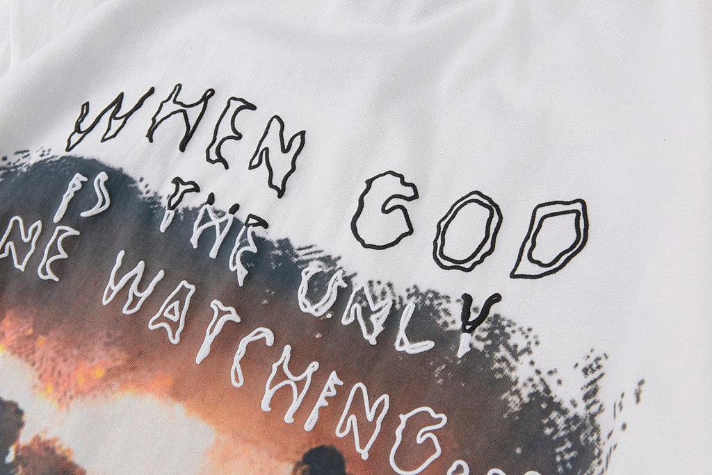 Apocalyptic Dusk Letter Print Light Gray Graphic T-Shirt - product image 7