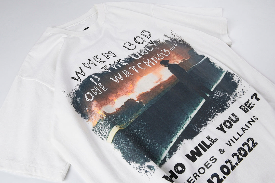 Apocalyptic Dusk Letter Print Light Gray Graphic T-Shirt - product image 8