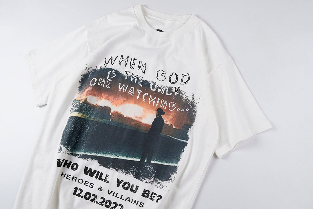 Apocalyptic Dusk Letter Print Light Gray Graphic T-Shirt - product image 9