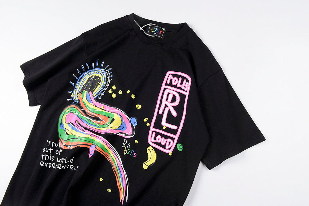 Rolling Bass Crew Hand-Drawn Graffiti T-Shirt - Black - product image 9
