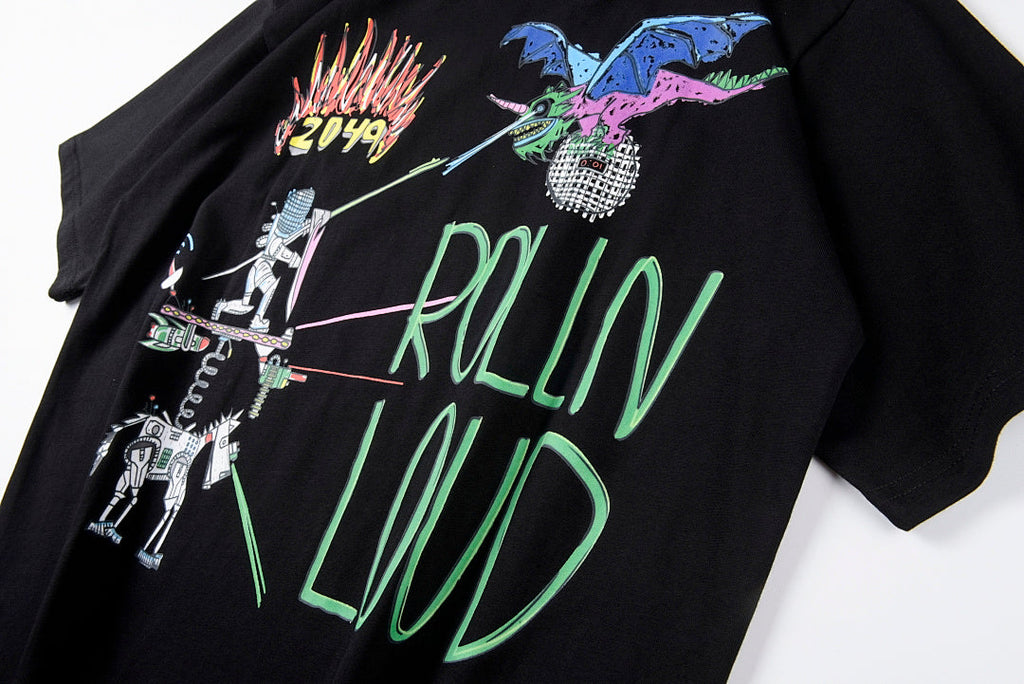 Rolling Bass Crew Hand-Drawn Graffiti T-Shirt - Black - product image 10