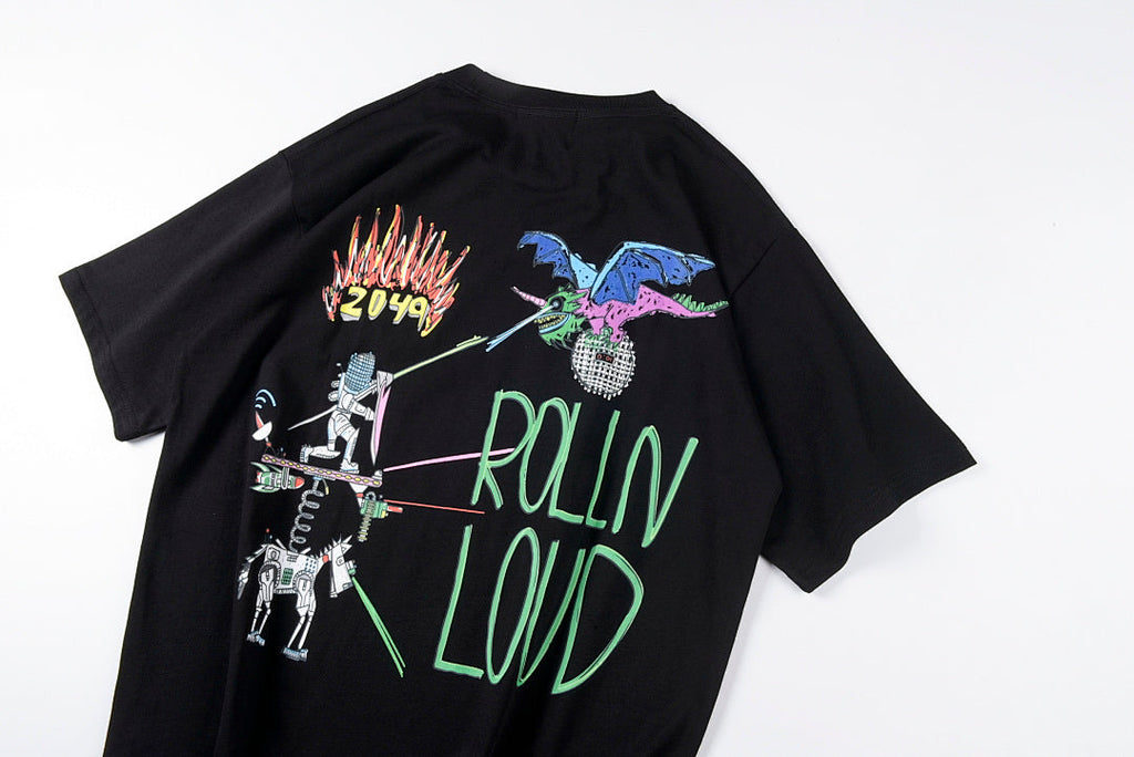 Rolling Bass Crew Hand-Drawn Graffiti T-Shirt - Black - product image 11