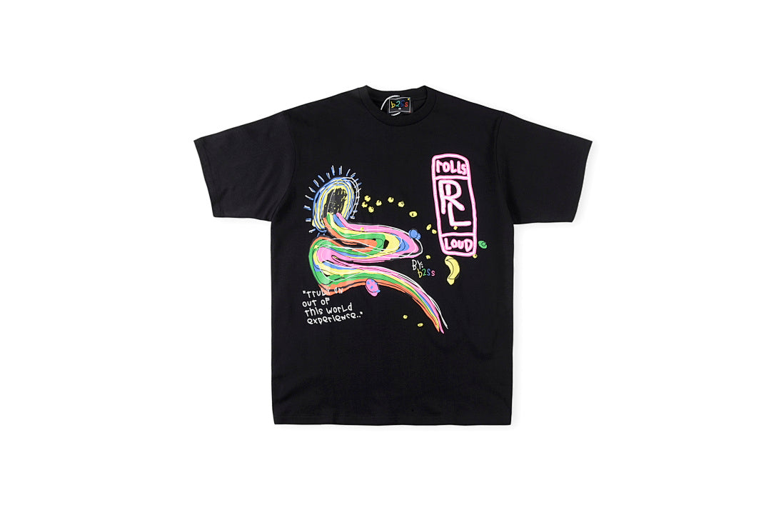 Rolling Bass Crew Hand-Drawn Graffiti T-Shirt - Black - product image 1