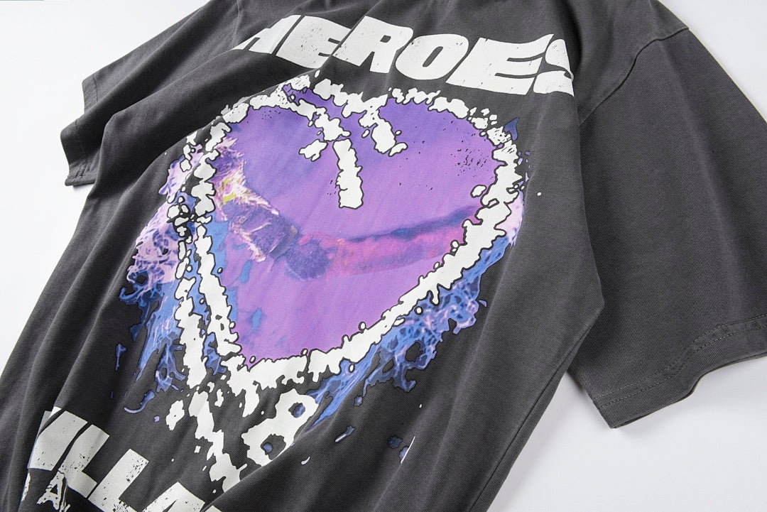 Hellstar Studios x Metro Boomin Purple Heart On Fire Graphic T-Shirt - Charcoal - product image 6